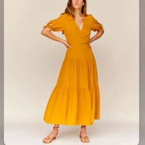 Christy Dawn mustard wrap dress